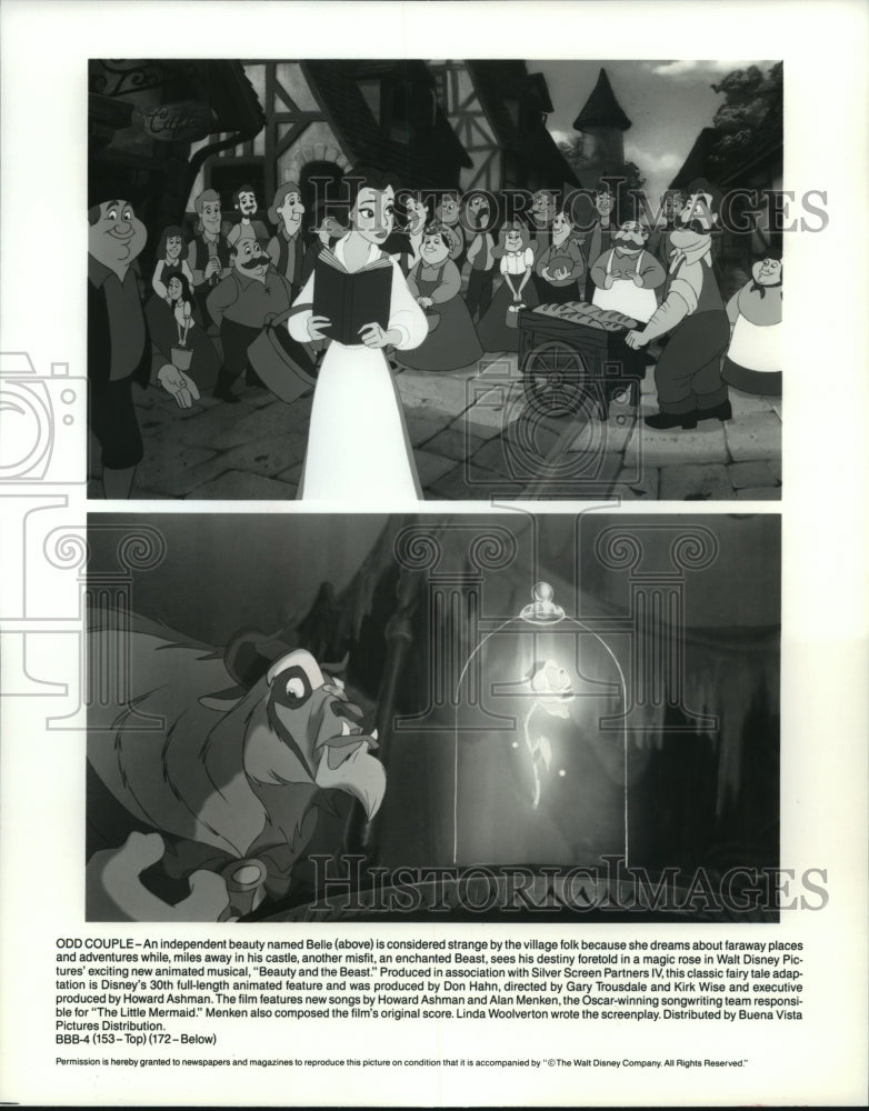 1991 Press Photo Scenes from Walt Disney's animated movie Beauty and the Beast. - Historic Images