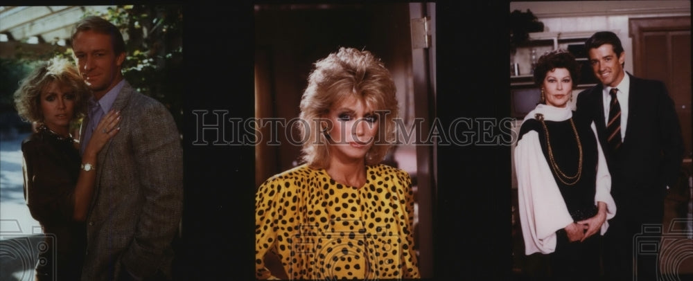 Press Photo Donna Mills, Ted Shackelford and Ava Gardner in Knots Landing. - Historic Images