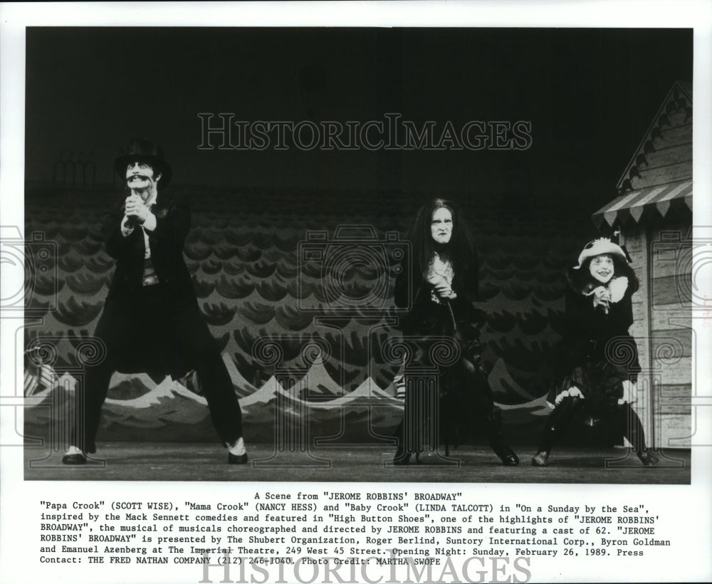 1989 Press Photo Scott Wise, Nancy Hess & Linda Talcott star in Broadway. - Historic Images