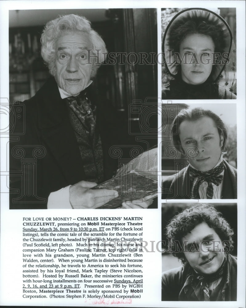 1995 Press Photo Paul Scofield and Pauline Turner in Martin Chuzzlewit, on PBS. - Historic Images