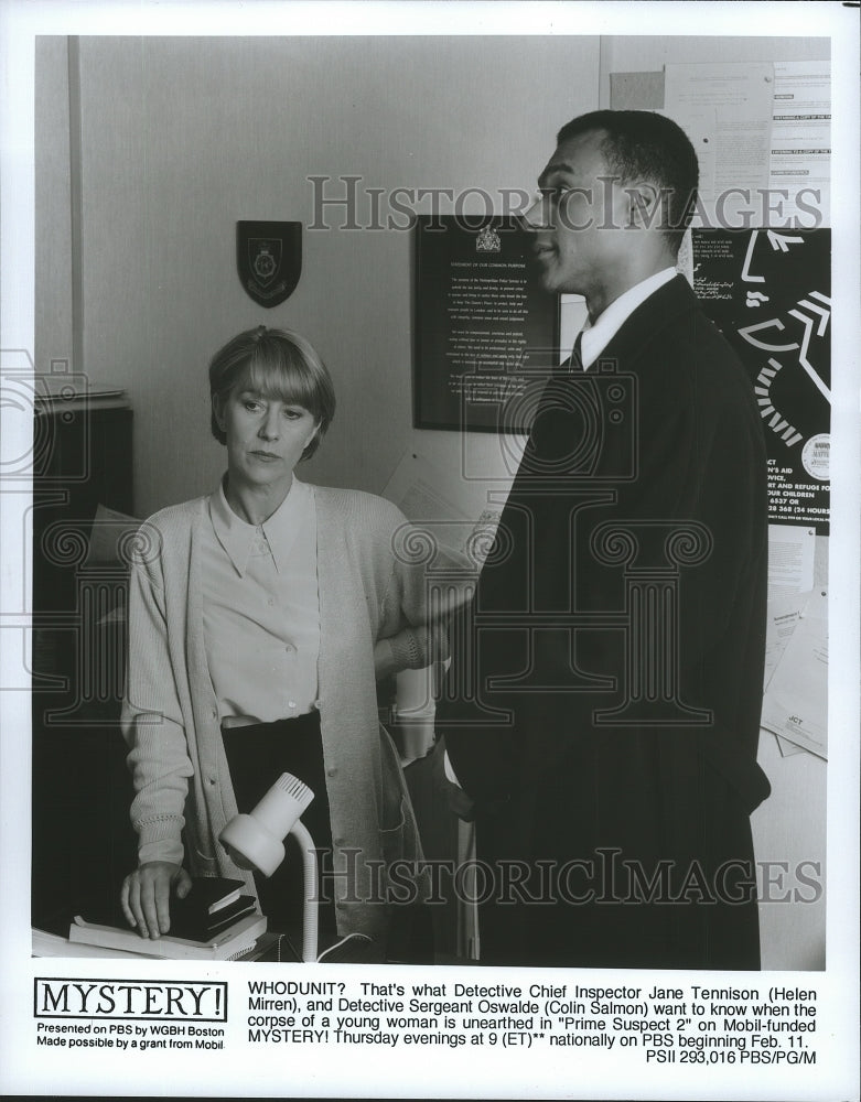 Press Photo Helen Mirren, Colin Salmon in &quot;Prime Suspect 2&quot; Mystery! PBS - Historic Images