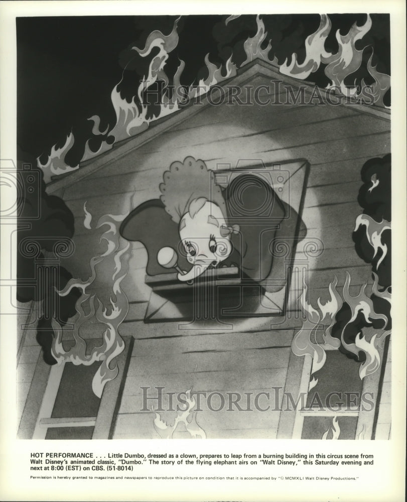 1941 Press Photo A scene from Walt Disney&#39;s animated classic, Dumbo. - Historic Images