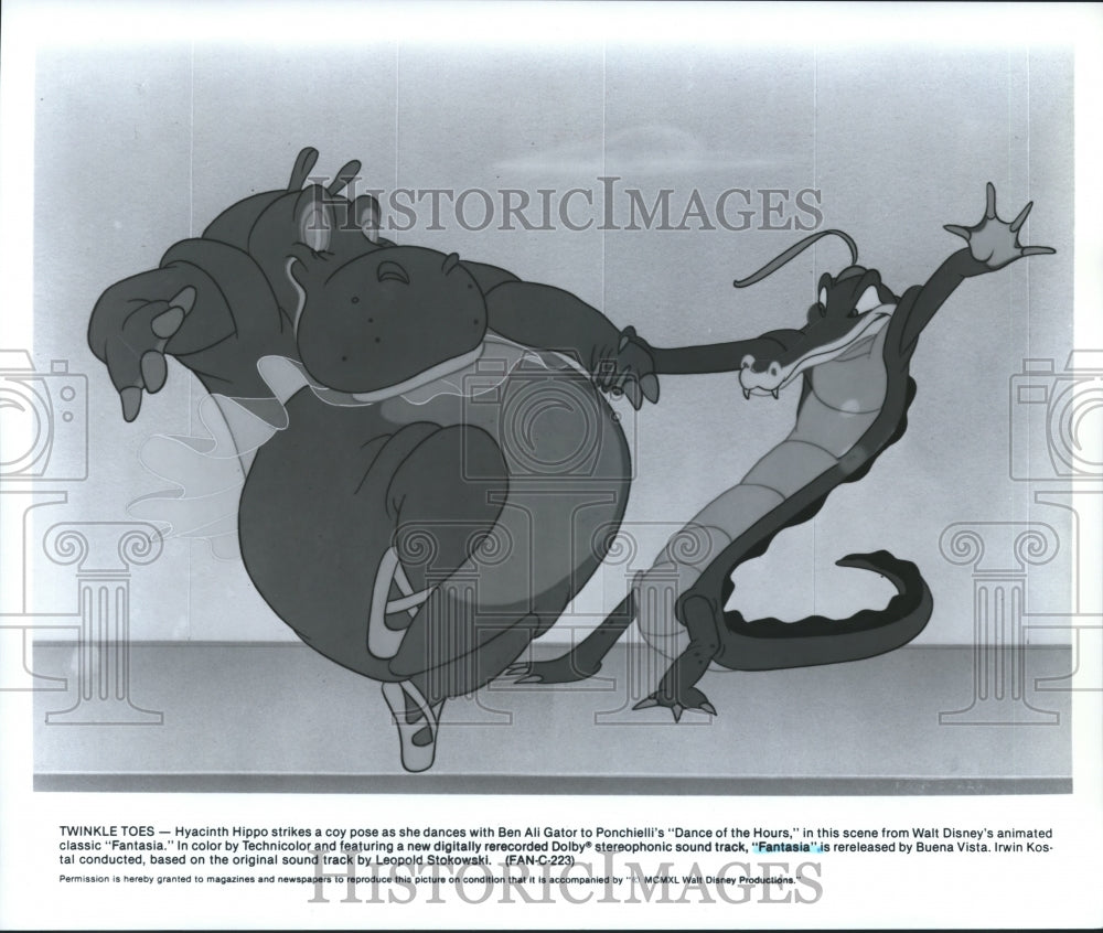 1940 Press Photo Hyacinth Hippo and Ben Ali Gator in a scene from Fantasia. - Historic Images