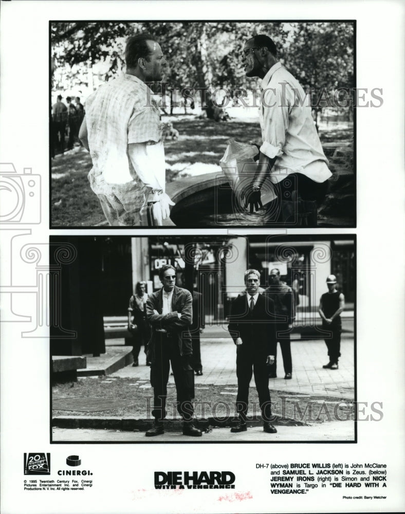 1995 Press Photo Bruce Willis and Samuel L. Jackson in Die Hard with a Vengeance - Historic Images