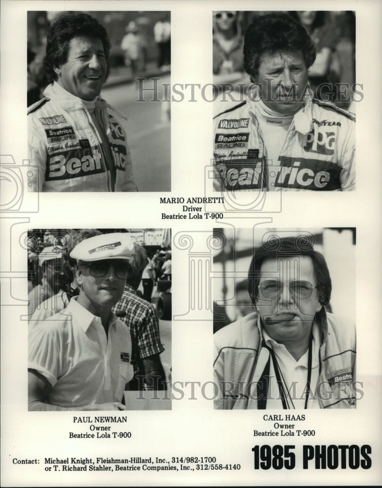 1985 Press Photo Mario Andretti, Driver, Beatrice Lola T-900 - spp19182 - Historic Images