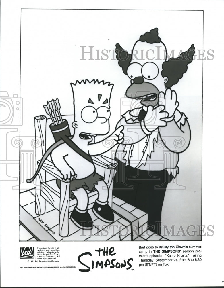 1992 Press Photo A scene from the &quot;Kamp Krusty&quot; episode on &quot;The Simpsons&quot; - Historic Images