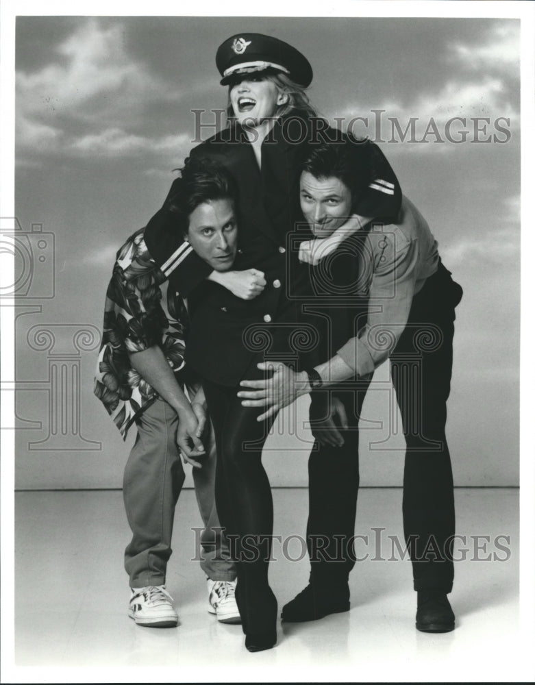 1992 Press Photo "Wings" stars Steven Weber and Crystal Bernard and Tim Bay - Historic Images