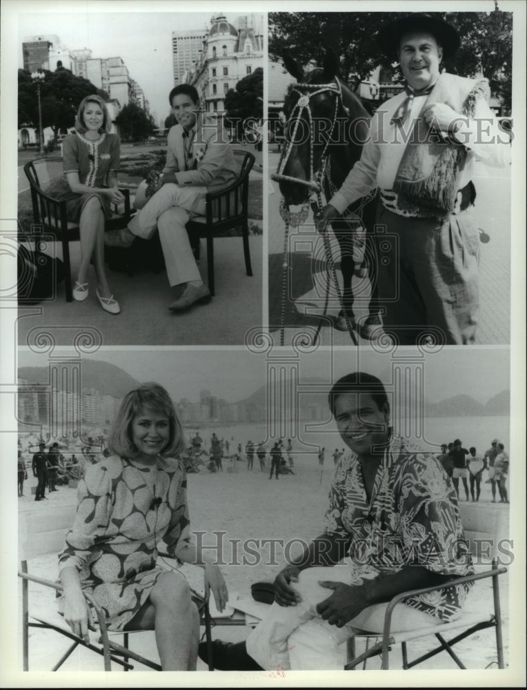 1986 Press Photo Bryan Gumbel, Jane Pauley & Willard Scott on Carnival '86. - Historic Images