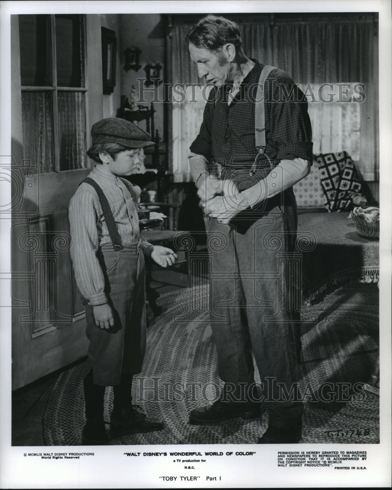 1959 Press Photo Tom Fadden and Kevin Corcoran star in Toby Tyler. - Historic Images