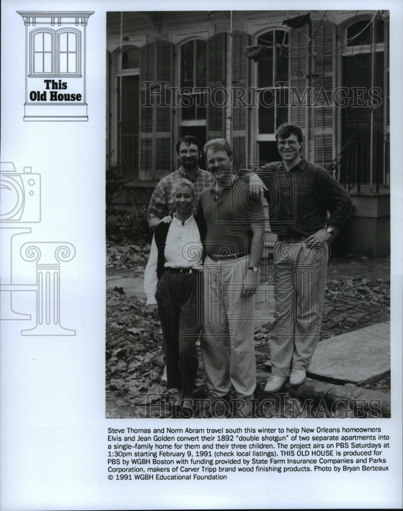 1991 Press Photo This Old House's Steve Thomas and Norm Abram with hom