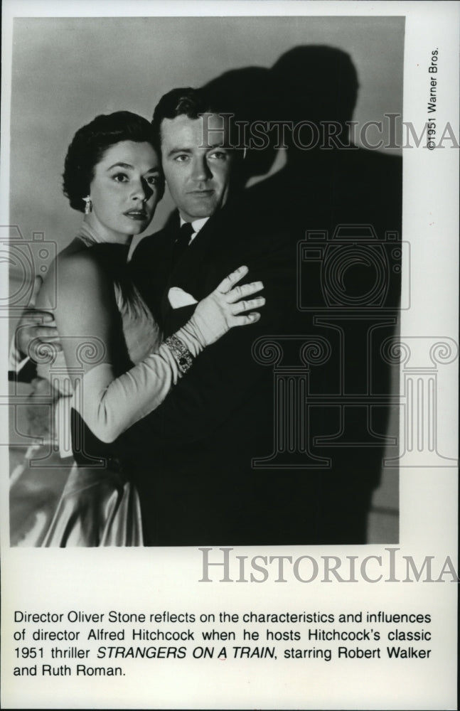 1951 Press Photo Robert Walker and Ruth Roman star in Strangers On A Train - Historic Images