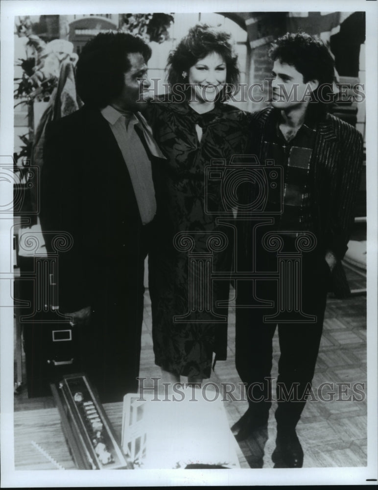 1986 James Brown, Diana Canova &amp; Donny Osmond in a scene-Historic Images