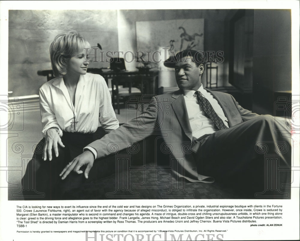 1995 Press Photo Laurence Fishburne and Ellen Barkin star in The Tool Shed. - Historic Images