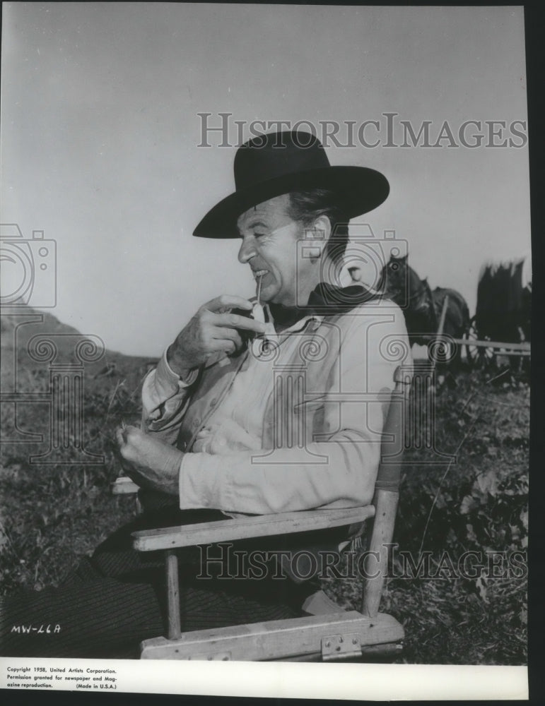 1958 Press Photo Actor Gary Cooper in Man of the West - Historic Images