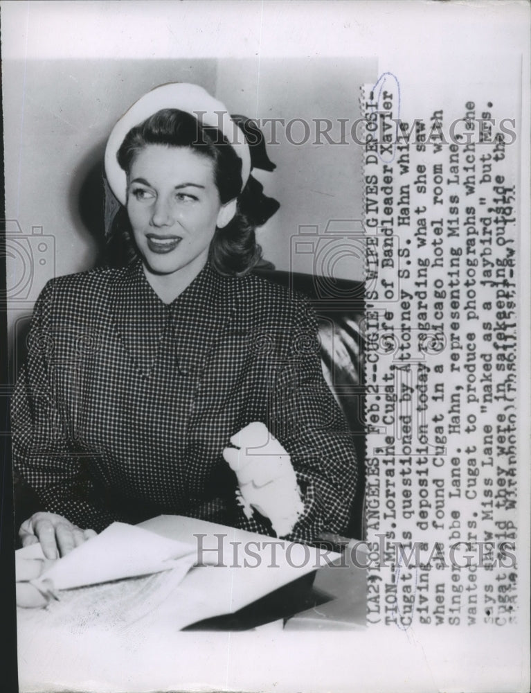 1951 Press Photo Mrs. Lorraine Cugat, wife of Bandleader Xavier Cugat - Historic Images