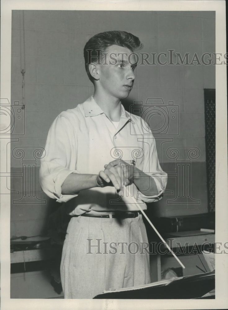 1958 Press Photo Charles Borg, Junior Symphony Conductor - Historic Images