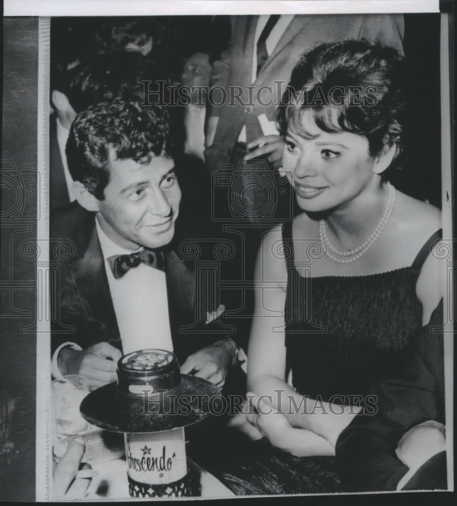 1962 Press Photo Eddie Fisher and Juliet Prowse at Crescendo in Hollywood. - Historic Images