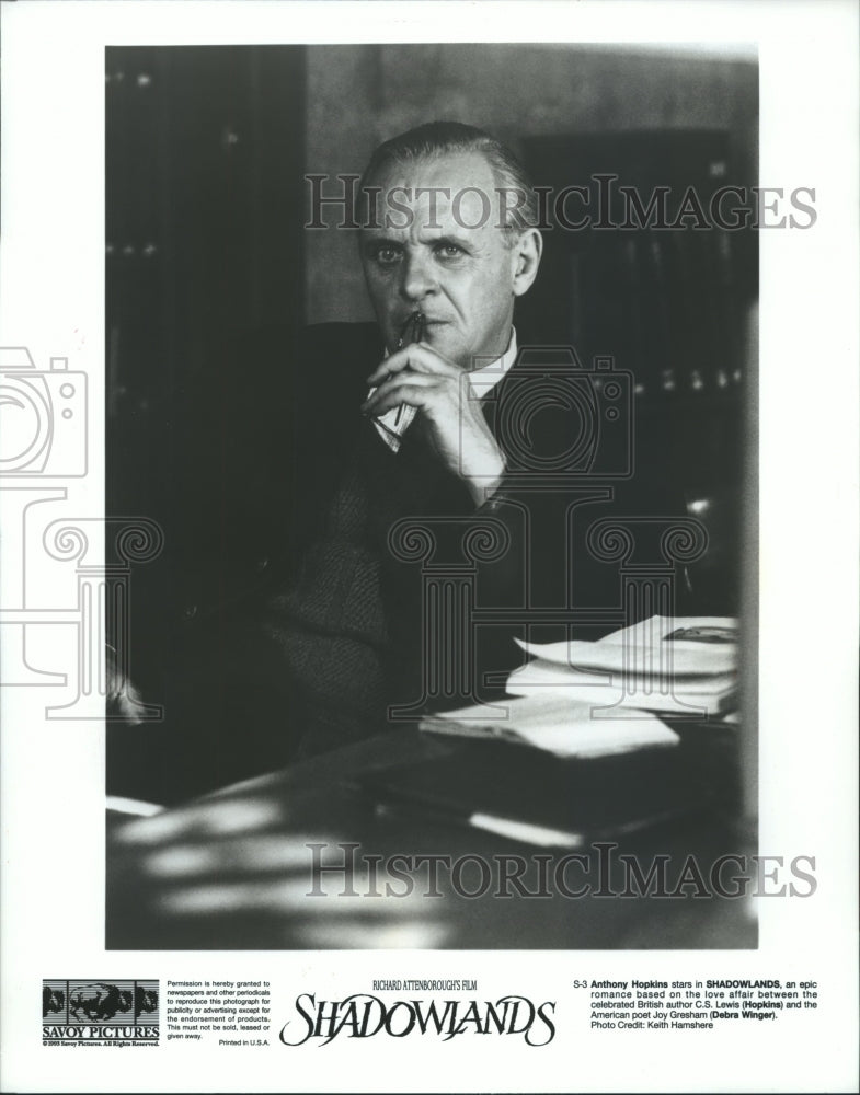 1994 Press Photo Anthony Hopkins stars as C.S. Lewis in Shadowlands - Historic Images