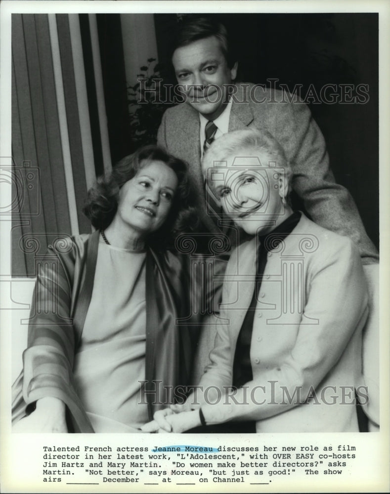 Press Photo Jeanne Moreau with Jim Hartz and Mary Martin. - Historic Images