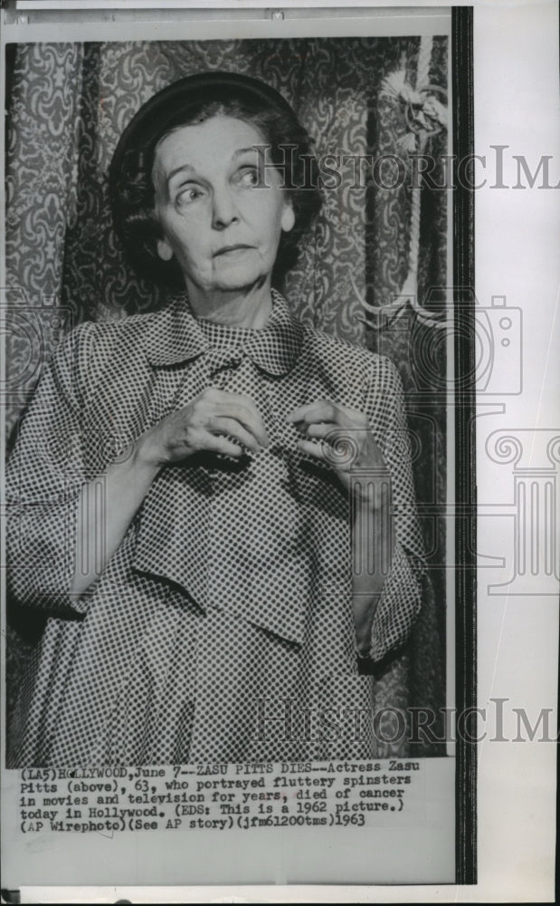 1963 Press Photo Actress Zasu Pitts - spp40606-Historic Images
