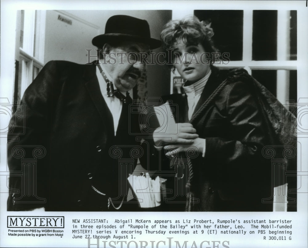 1991 Press Photo Actors Abigail McKern and Leo McKern on Rumpole of the Bailey - Historic Images