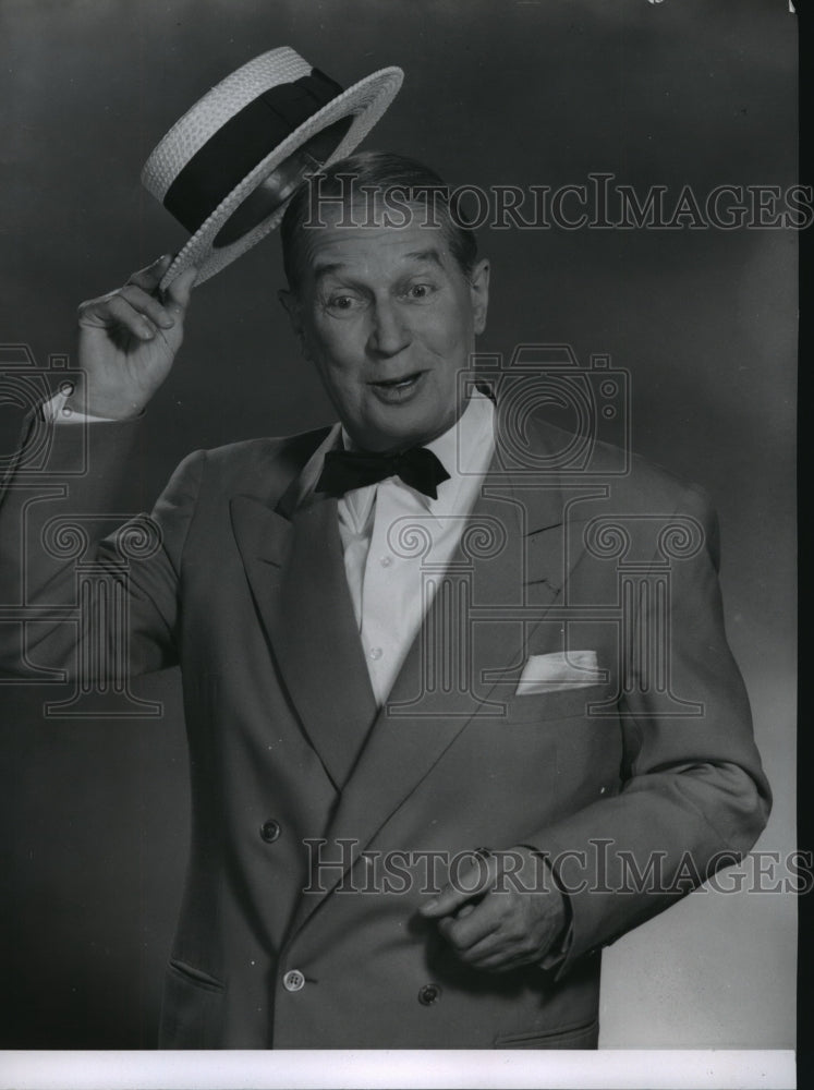 1955 Press Photo Maurice Chevalier  makes first live television appearance - Historic Images