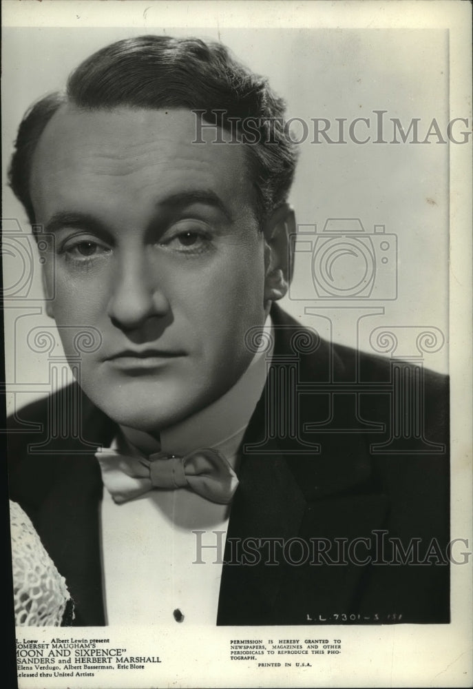 1943 Press Photo Actor George Sanders in &quot;Moon and Sixpence&quot; - Historic Images