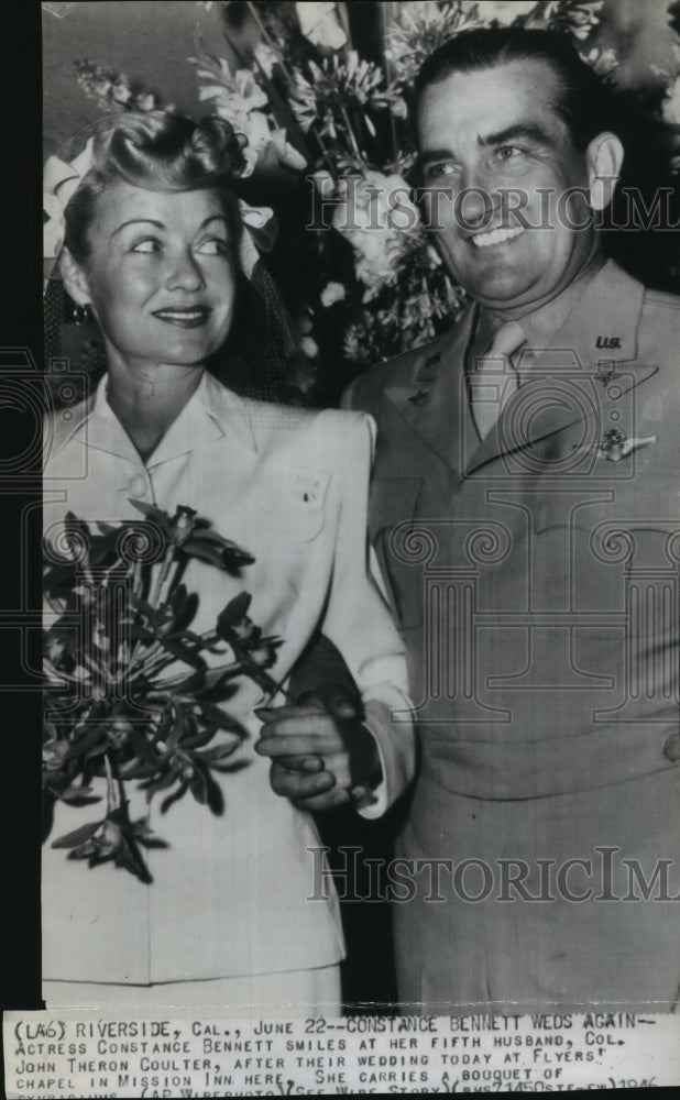 1946 Press Photo Actress Constance Bennett, Husband Colonel John Theron Coulter-Historic Images