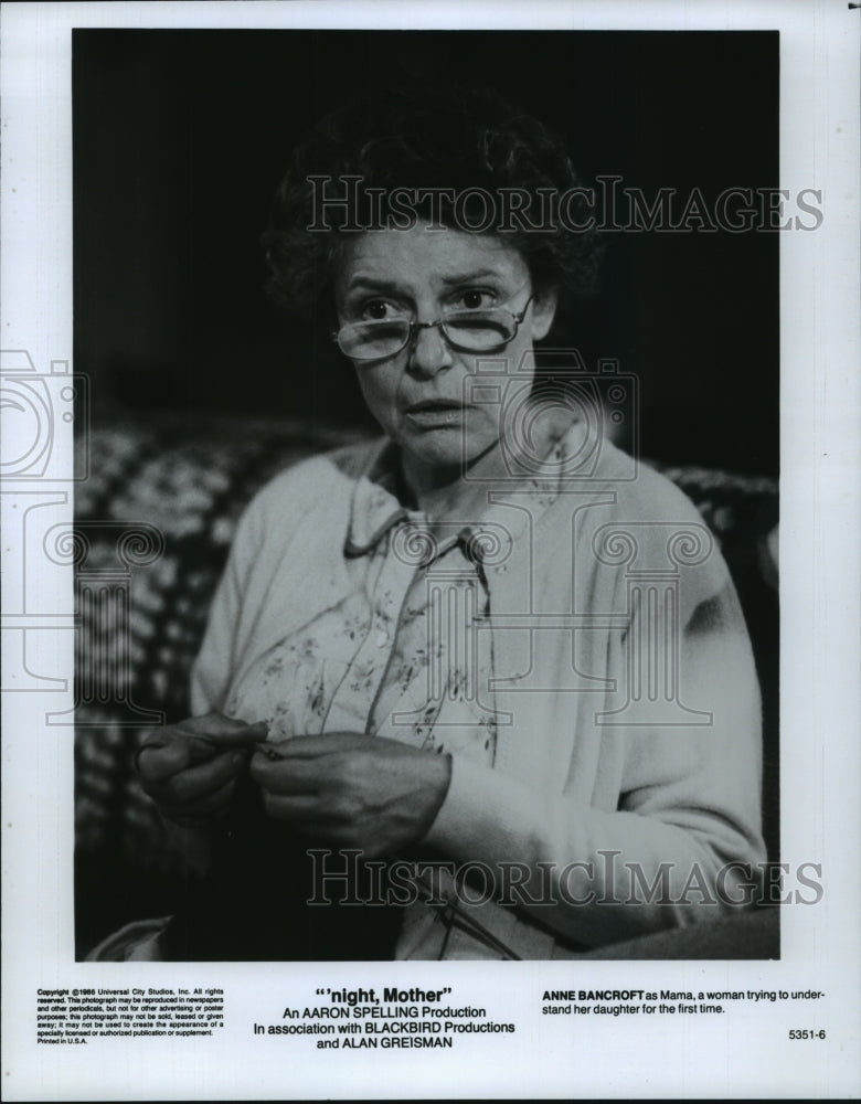 1965 Press Photo Anne Bancroft in "'night, Mother" - spp45323- Historic Images