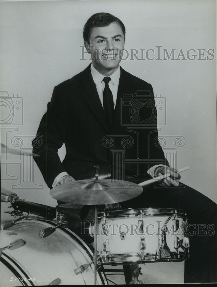 1958 Press Photo Actor John Saxon on Drums - Historic Images
