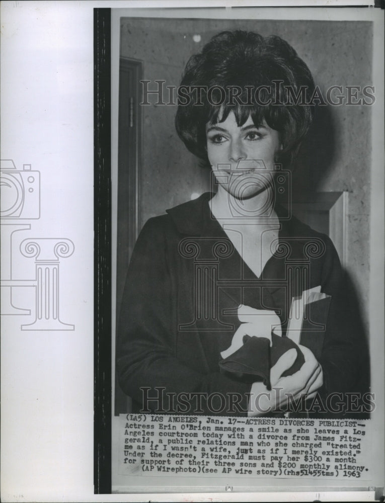 1963 Actress Erin O&#39;Brien as she leaves Los Angeles courtroom-Historic Images