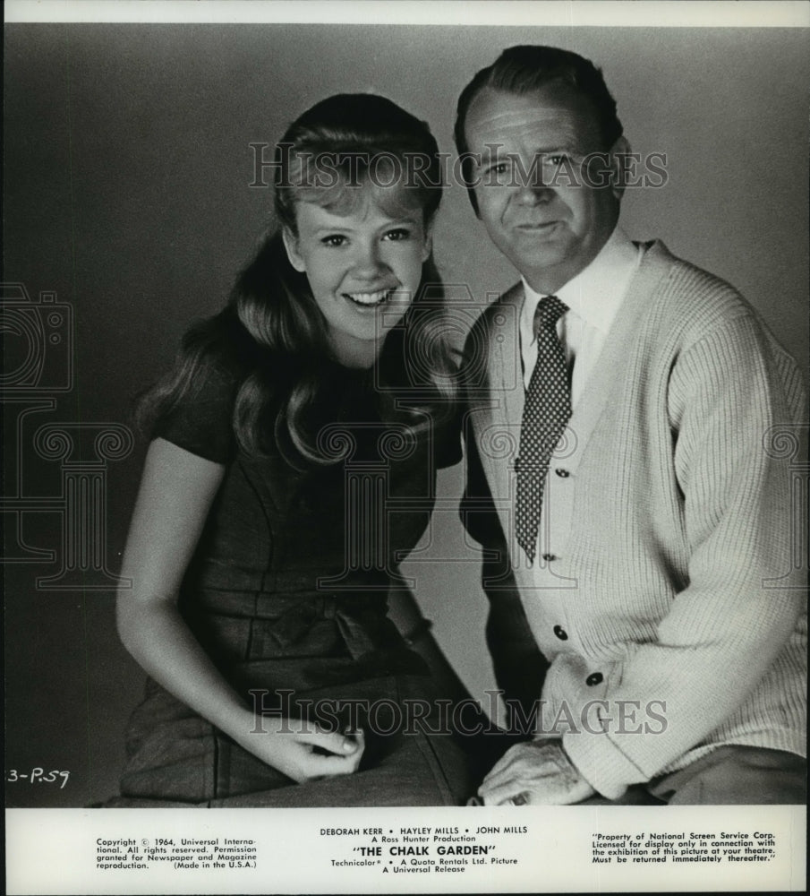 1964 John Mills, Hayley Mills, Father, Daughter in The Chalk Garden-Historic Images