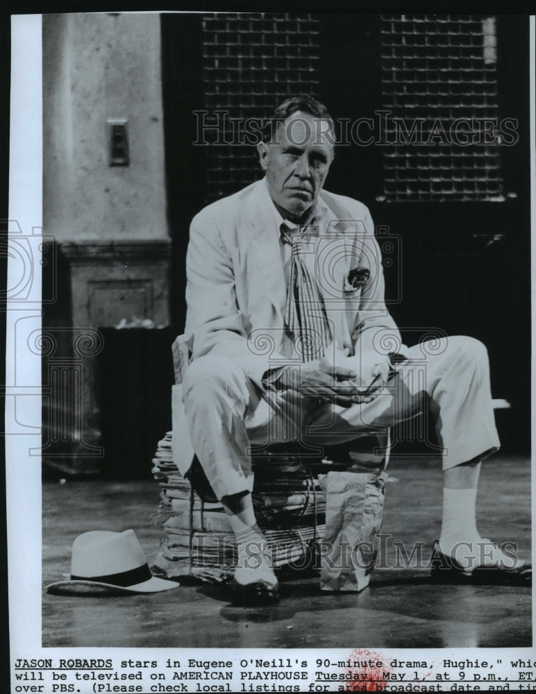 1984 Press Photo Jason Robards stars in Eugene O&#39;Neill&#39;s &quot;Hughie&quot; - Historic Images