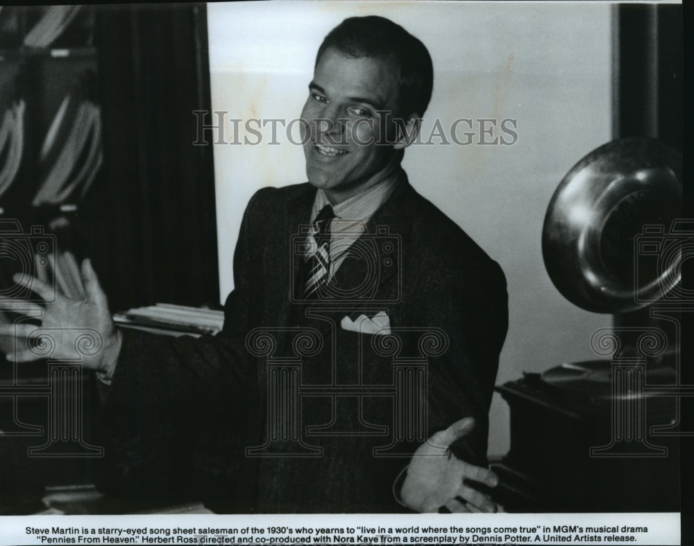 Press Photo Steve Martin in a scene from Pennies from Heaven. - Historic Images