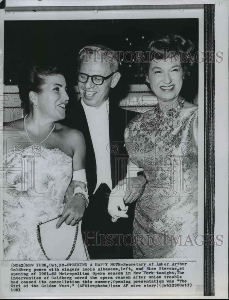 1961 Lucia Albanese, Arthur Goldberg &amp; Rise Stevens, Opera, New York - Historic Images