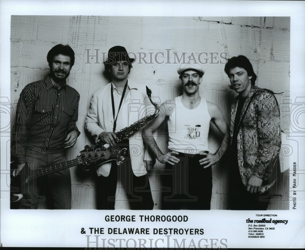 Press Photo George Thorogood &amp; The Delaware Destroyers, with their instruments - Historic Images