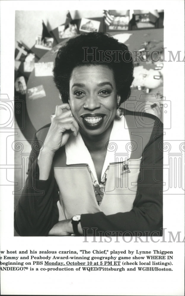 1994 Press Photo Lynne Thigpen as the Chief in &quot;Where in the World is San Diego? - Historic Images