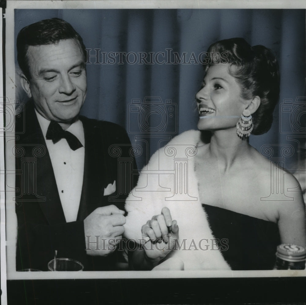 1957 Press Photo Film producer James Hill, actress Rita Hayworth plan to marry - Historic Images