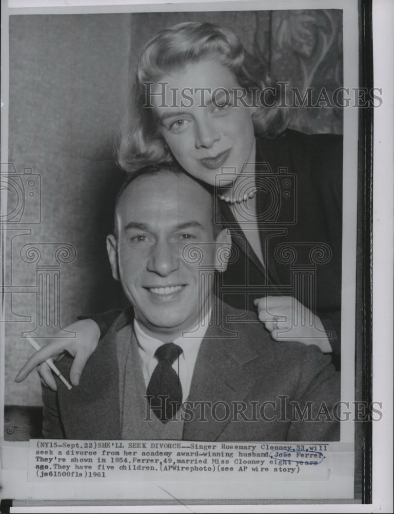 1961 Press Photo Rosemary Clooney seeks divorce from husband Jose Ferrer - Historic Images