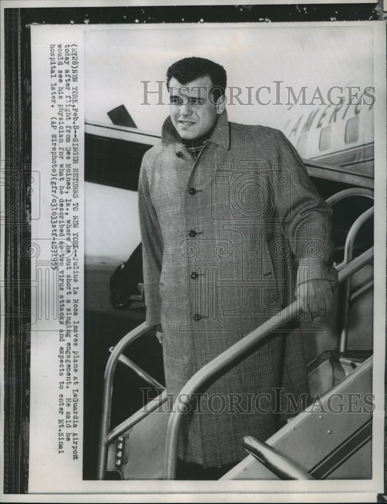 1955 Singer Julius La Rosa on his way to Mt. SInai Hospital in N.Y.-Historic Images