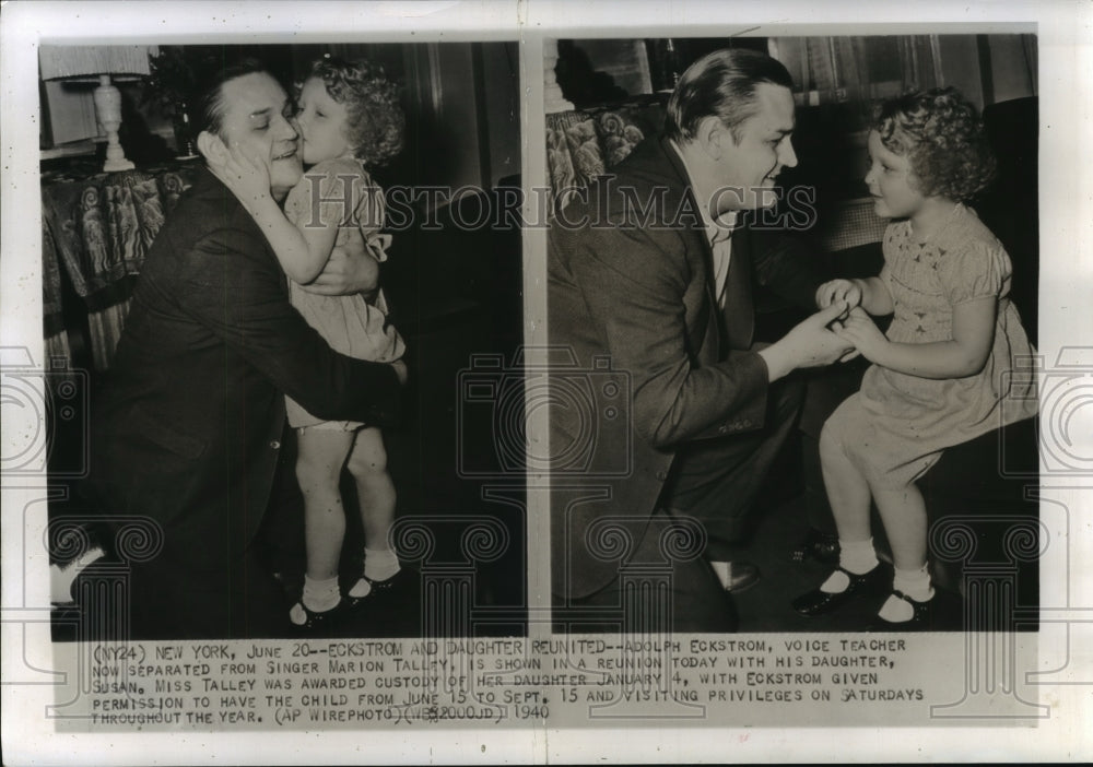 1940 Adolph Eckstrom reunited with daughter, Susan, in New York. - Historic Images