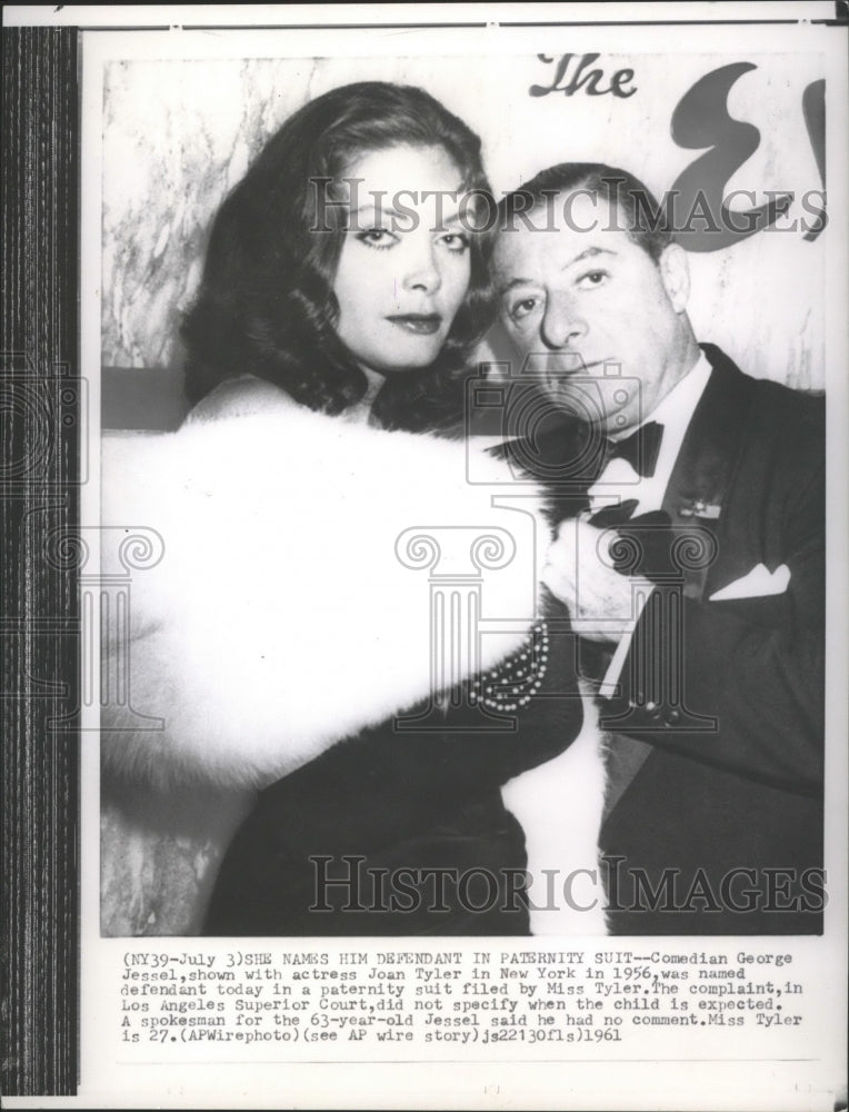1961 Press Photo Comedian George Jessel and actress Joan Tyler in 1956. - Historic Images