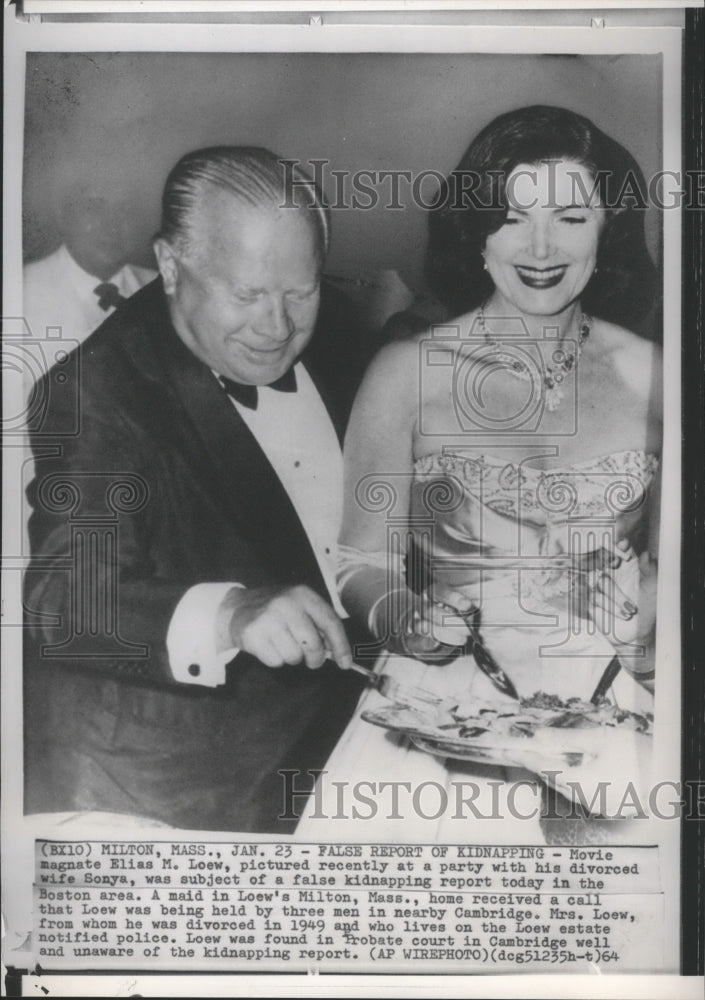 1964 Press Photo Movie Magnate Elias M. Loew & Wife Sonya at Party - Historic Images