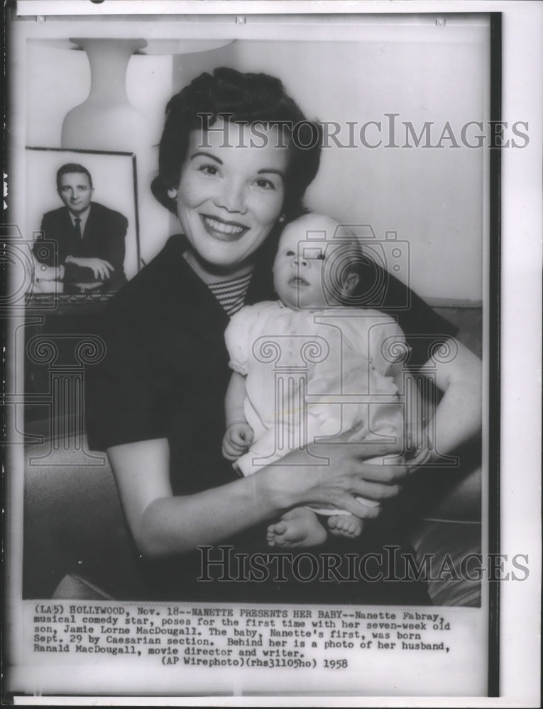1958 Press Photo Musical Comedian Nanette Fabray w/ son, Jamie Lorne MacDougall - Historic Images