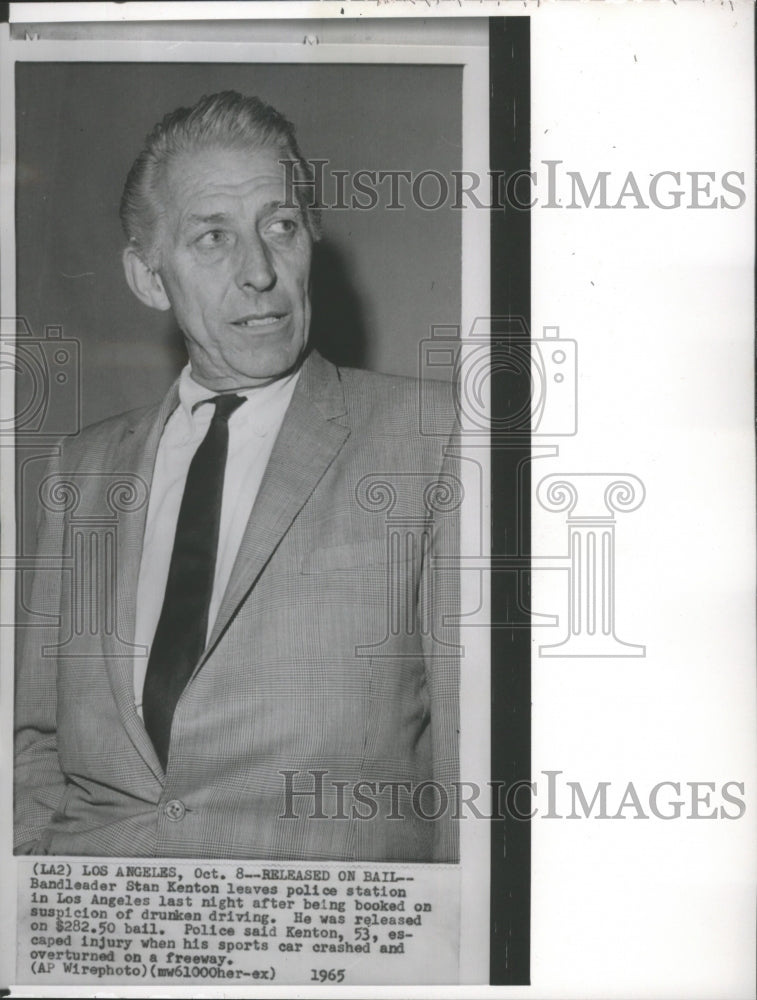 1965 Press Photo Band leader-Stan Kenton, released on bail frompPolice station - Historic Images