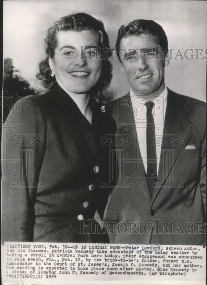 1954 Peter Lawford and Patricia Kennedy take stroll in Central Park.-Historic Images