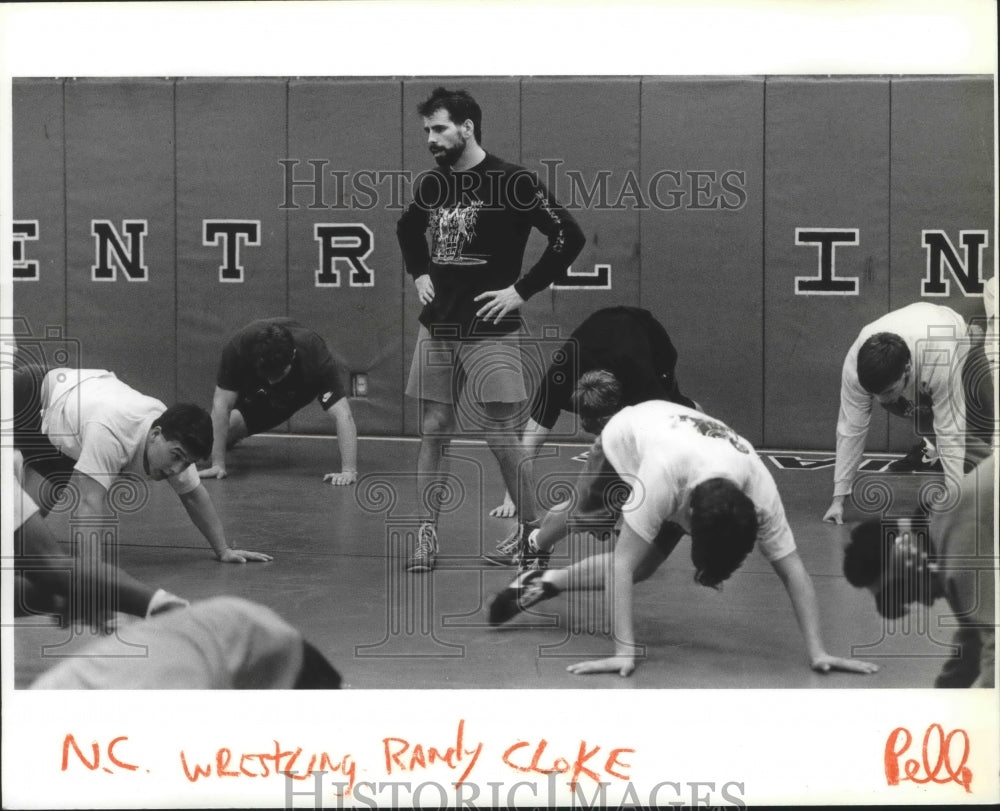 1991 Press Photo North Central wrestling coach Randy Cloke improves program-Historic Images