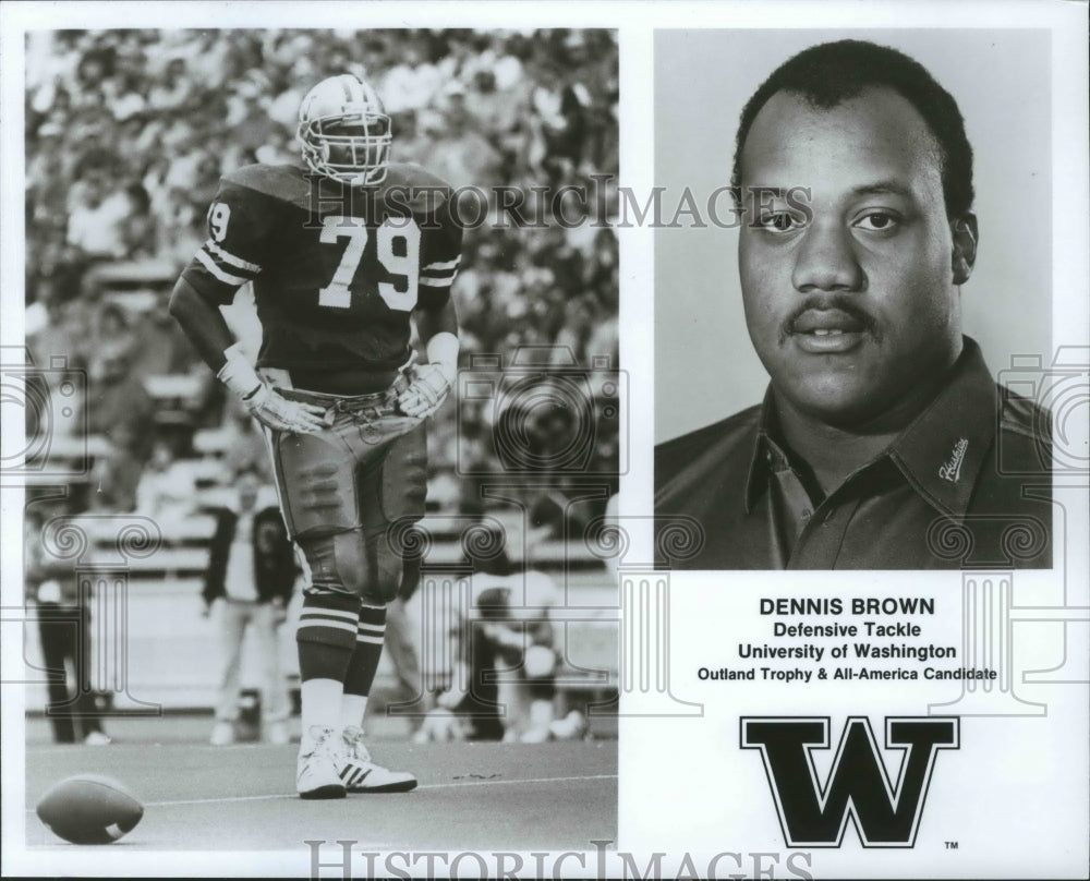 1991 University of Washington football player, Dennis Brown - Historic Images