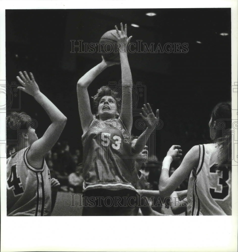 1992 Jacque Clark of Central Valley basketball goes up for the shot - Historic Images