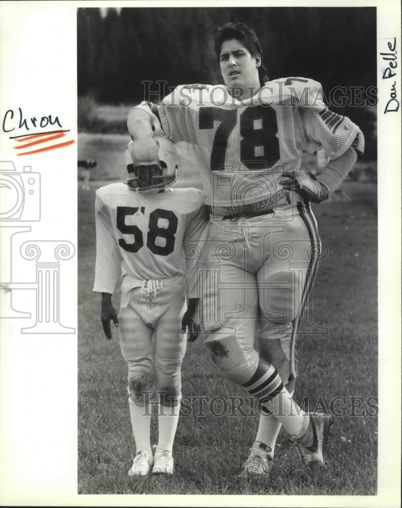 1986 Press Photo Football player Sean Conners is heads above the rest - Historic Images